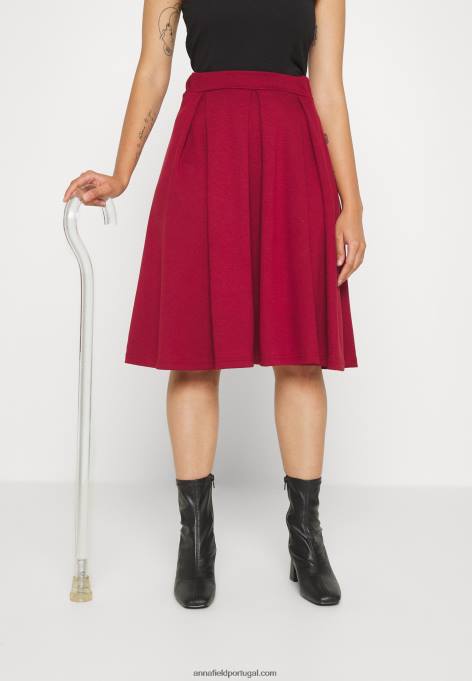 mulheres saia plissada vermelha F4BZ0D780 Anna Field