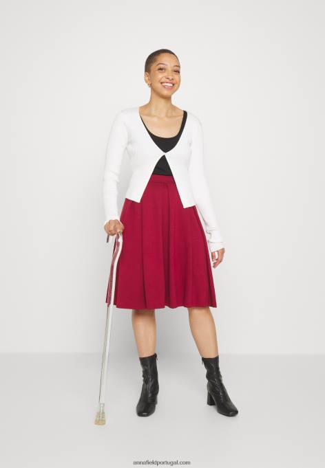 mulheres saia plissada vermelha F4BZ0D780 Anna Field