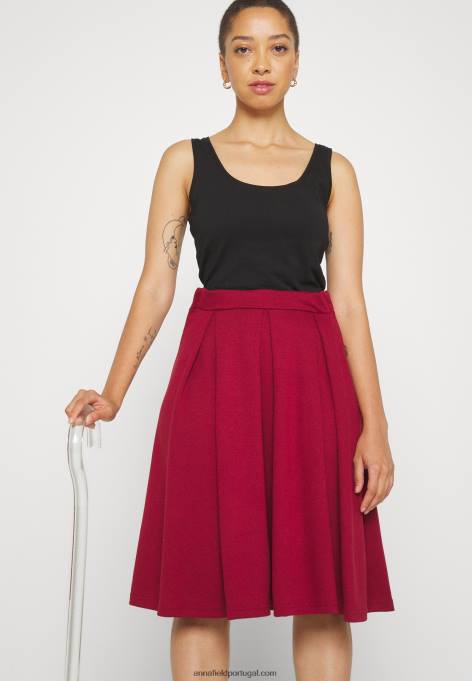 mulheres saia plissada vermelha F4BZ0D780 Anna Field