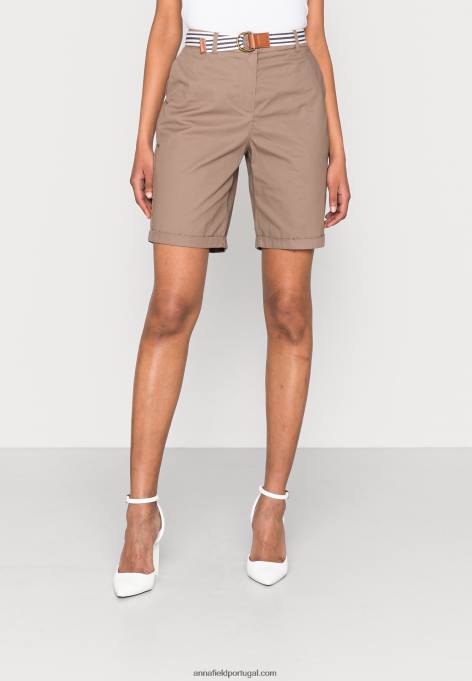 mulheres shorts taupe F4BZ0D859 Anna Field