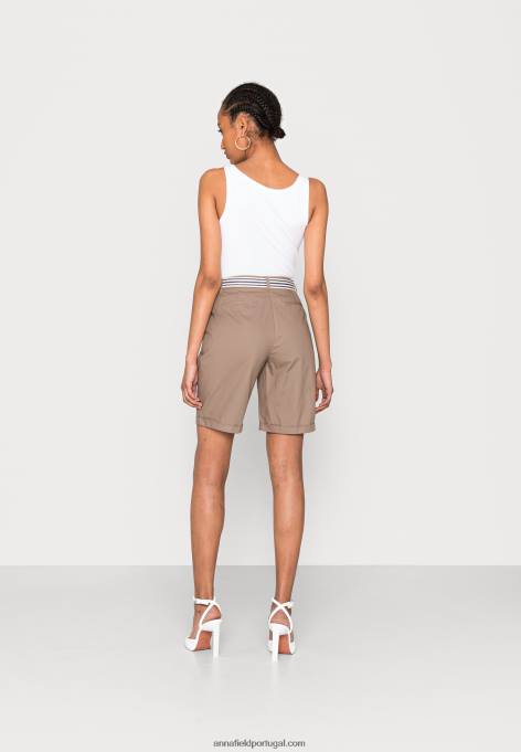 mulheres shorts taupe F4BZ0D859 Anna Field