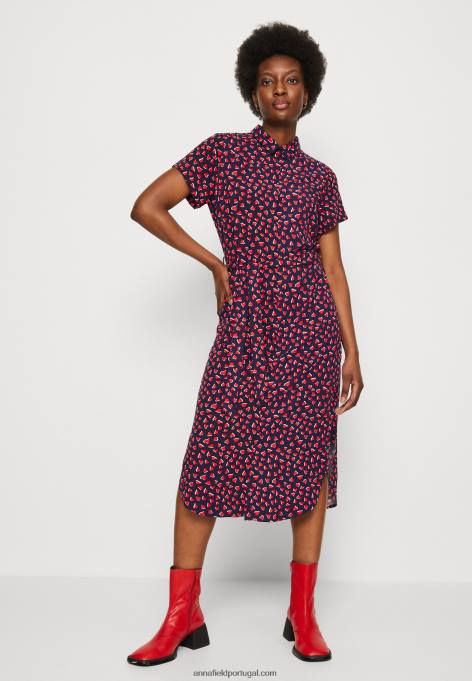 mulheres camisa vestido azul escuro/vermelho F4BZ0D91 Anna Field