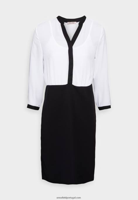 mulheres camisa vestido preto/branco F4BZ0D87 Anna Field