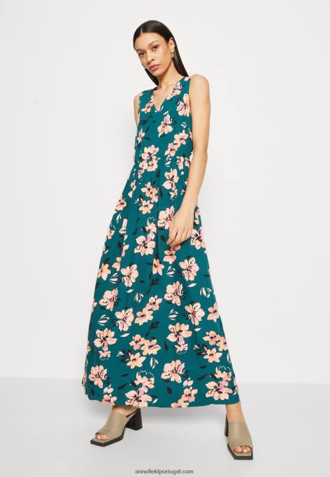 mulheres maxi vestido verde escuro/rosa F4BZ0D224 Anna Field