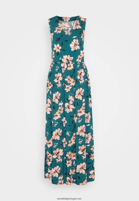 mulheres maxi vestido verde escuro/rosa F4BZ0D224 Anna Field