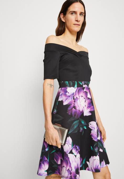 mulheres vestido de coquetel vestido de festa preto/roxo F4BZ0D71 Anna Field