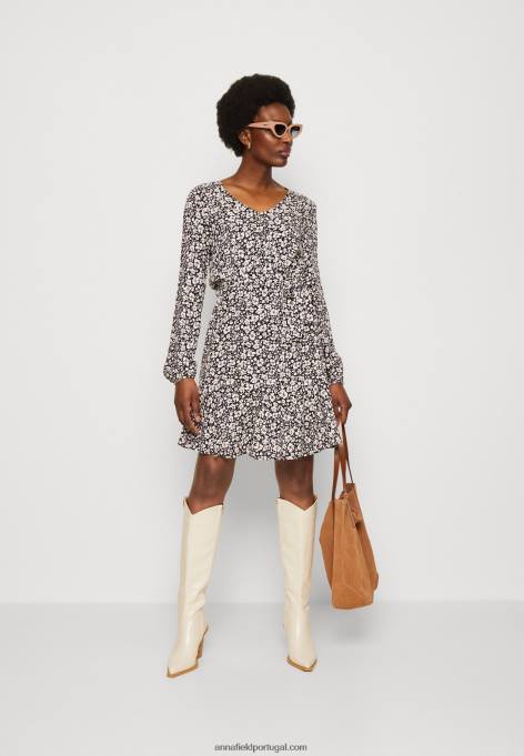 mulheres vestido de dia preto/branco F4BZ0D25 Anna Field