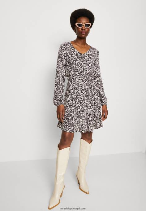 mulheres vestido de dia preto/branco F4BZ0D25 Anna Field