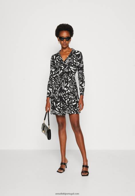 mulheres vestido de dia preto/branco F4BZ0D29 Anna Field