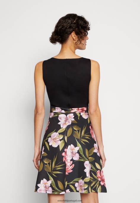 mulheres vestido de dia preto/preto/rosa F4BZ0D15 Anna Field