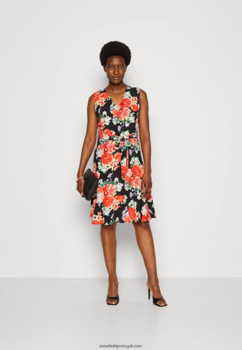 mulheres vestido de dia preto/vermelho F4BZ0D17 Anna Field