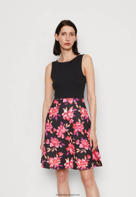 mulheres vestido de dia preto/vermelho/roxo F4BZ0D11 Anna Field