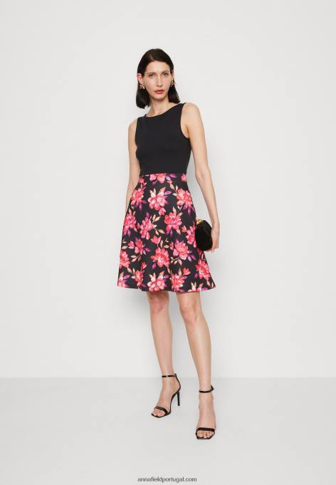 mulheres vestido de dia preto/vermelho/roxo F4BZ0D11 Anna Field