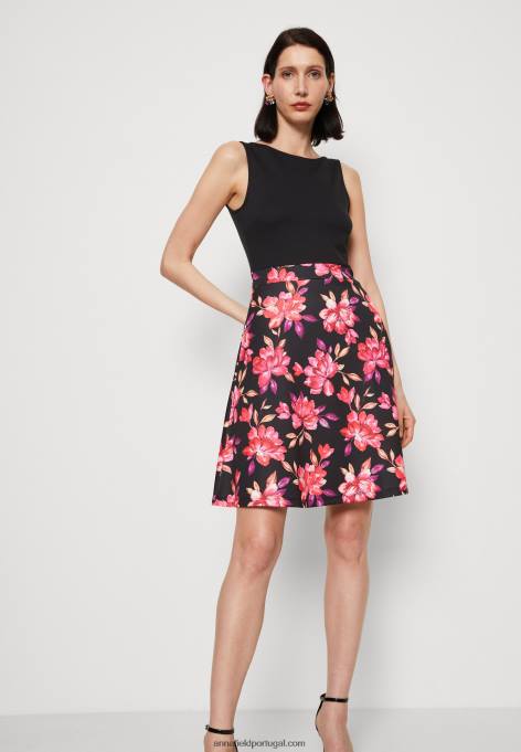 mulheres vestido de dia preto/vermelho/roxo F4BZ0D11 Anna Field