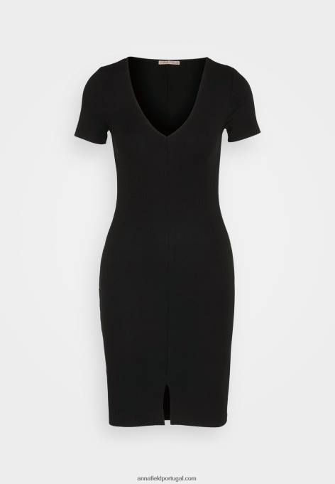 mulheres vestido de jérsei preto F4BZ0D137 Anna Field