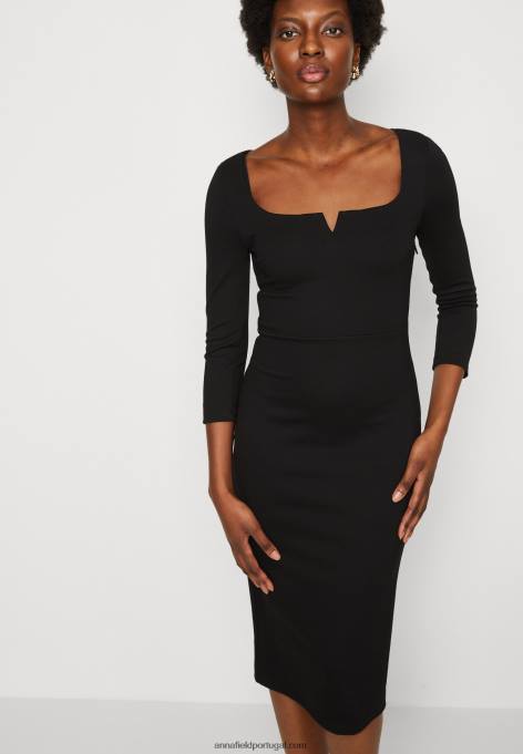 mulheres vestido de jérsei preto F4BZ0D178 Anna Field