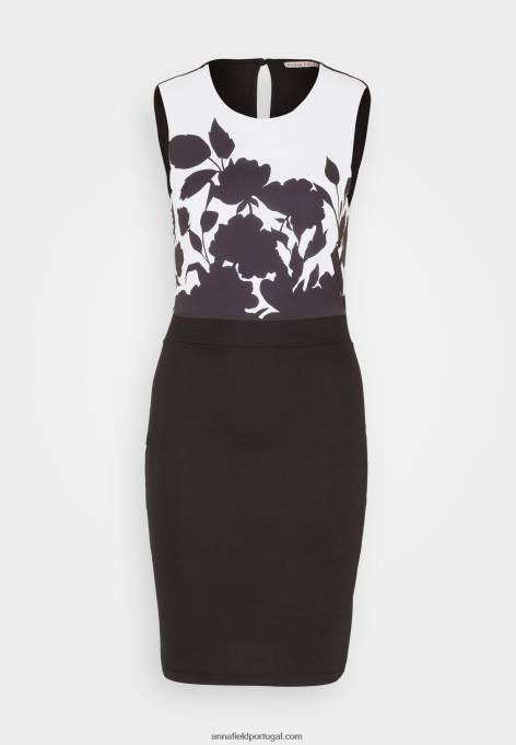 mulheres vestido de jérsei preto/branco F4BZ0D106 Anna Field