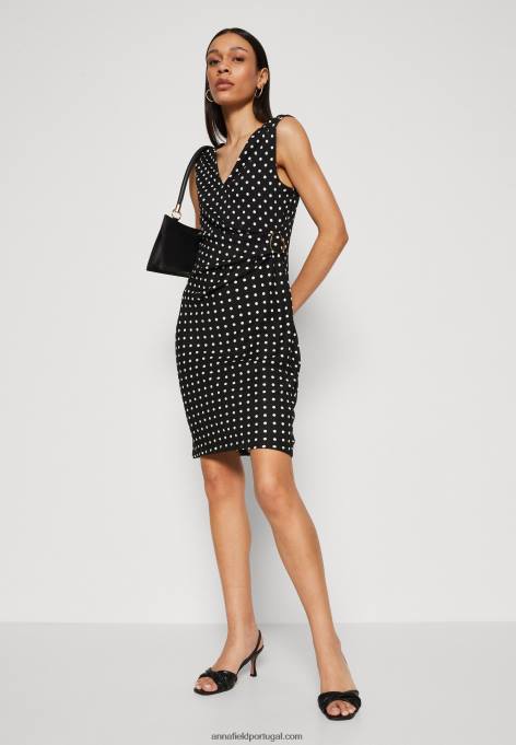 mulheres vestido de jérsei preto/branco F4BZ0D108 Anna Field