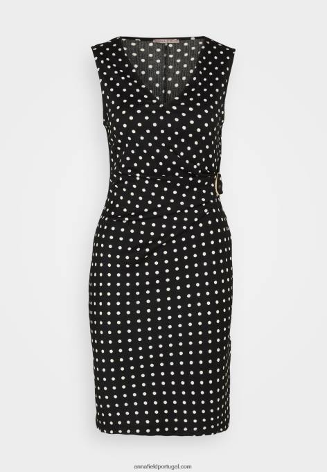 mulheres vestido de jérsei preto/branco F4BZ0D108 Anna Field
