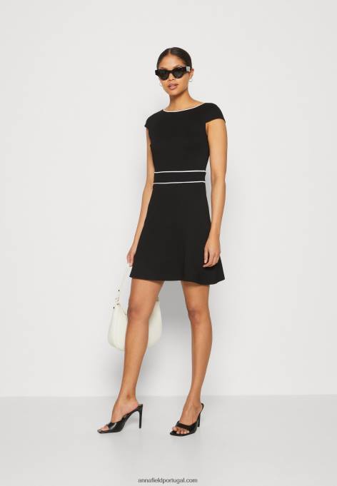 mulheres vestido de jérsei preto/branco F4BZ0D113 Anna Field