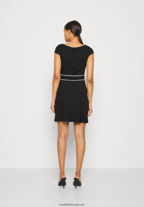 mulheres vestido de jérsei preto/branco F4BZ0D113 Anna Field