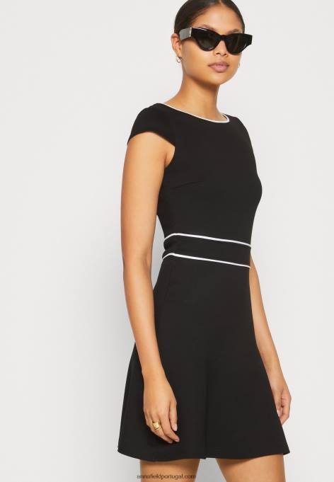 mulheres vestido de jérsei preto/branco F4BZ0D113 Anna Field