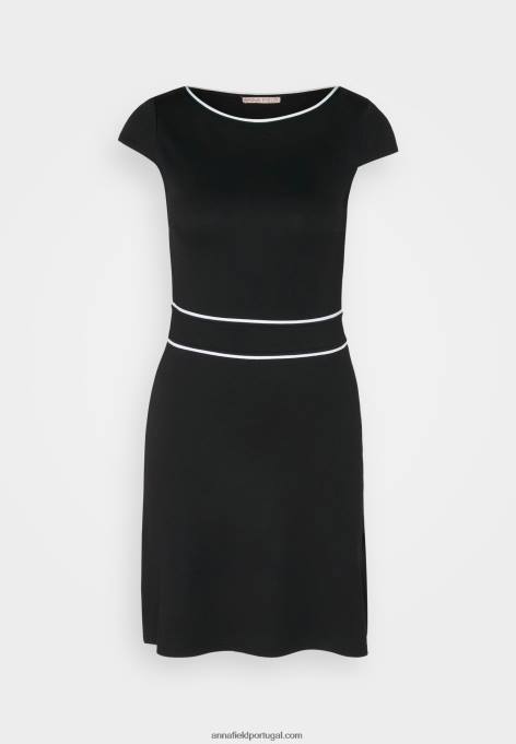 mulheres vestido de jérsei preto/branco F4BZ0D113 Anna Field