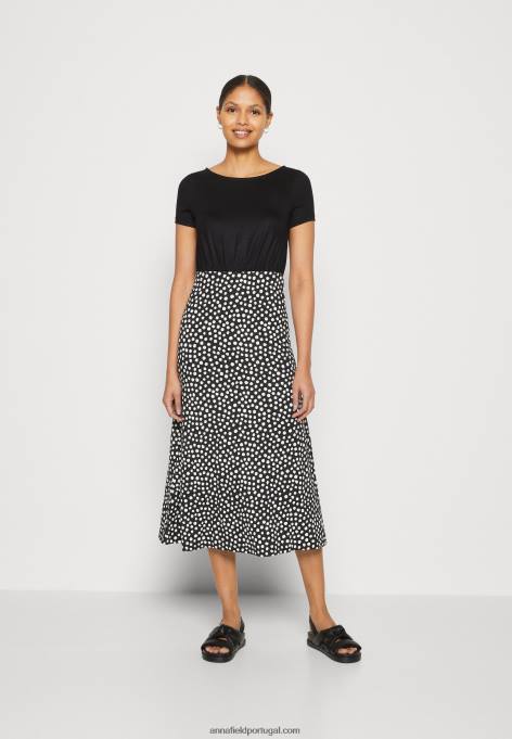 mulheres vestido de jérsei preto/branco F4BZ0D171 Anna Field