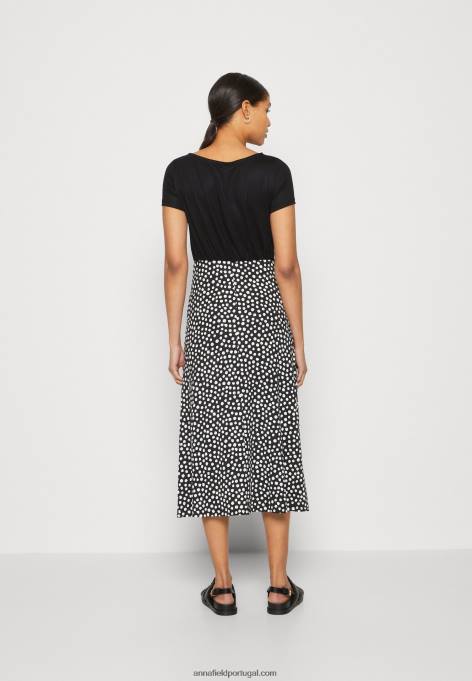 mulheres vestido de jérsei preto/branco F4BZ0D171 Anna Field