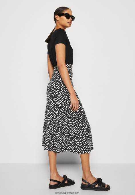 mulheres vestido de jérsei preto/branco F4BZ0D171 Anna Field