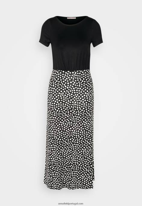 mulheres vestido de jérsei preto/branco F4BZ0D171 Anna Field
