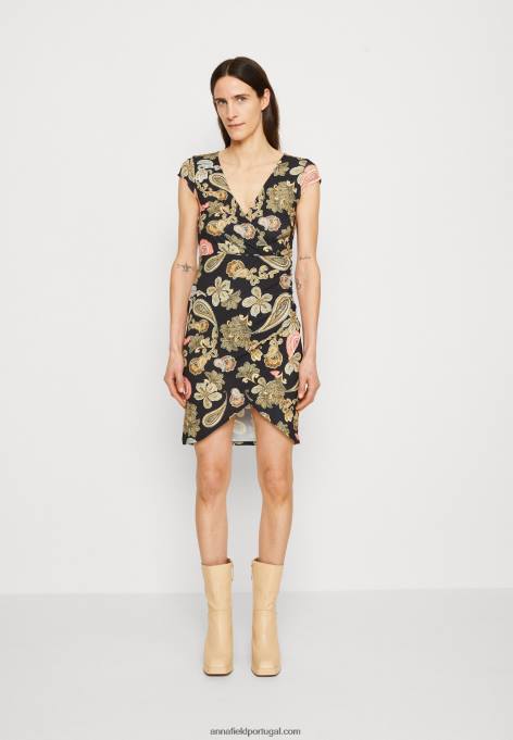 mulheres vestido de jérsei preto/multicolorido F4BZ0D189 Anna Field