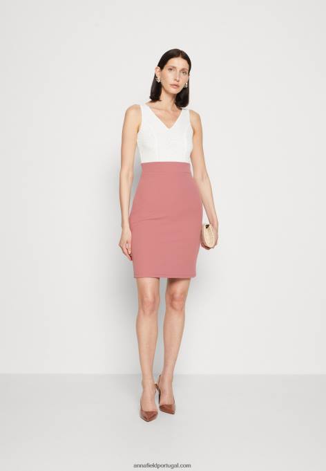 mulheres vestido de jersey branco/rosa F4BZ0D36 Anna Field