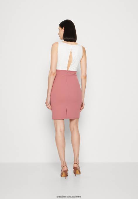 mulheres vestido de jersey branco/rosa F4BZ0D36 Anna Field