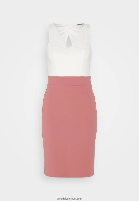 mulheres vestido de jersey branco/rosa F4BZ0D36 Anna Field