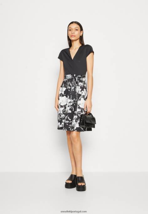 mulheres vestido de jersey preto/cinza/branco F4BZ0D156 Anna Field