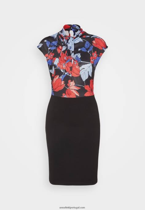 mulheres vestido de jersey preto/vermelho/azul F4BZ0D184 Anna Field