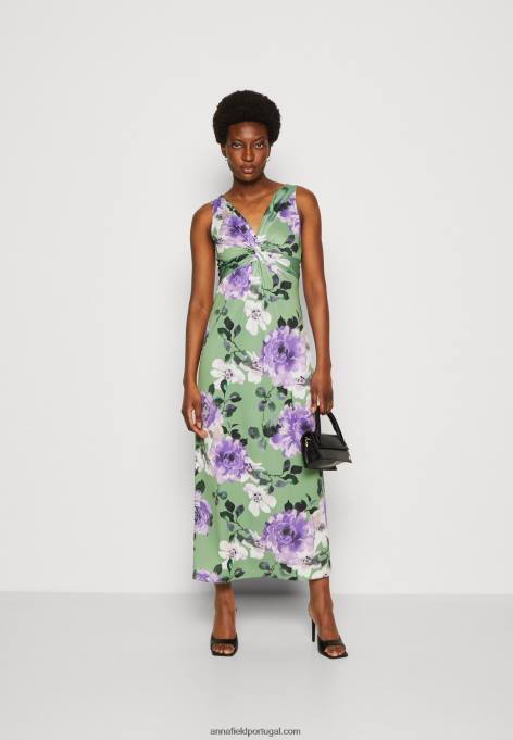 mulheres vestido de jersey verde/roxo/branco F4BZ0D78 Anna Field