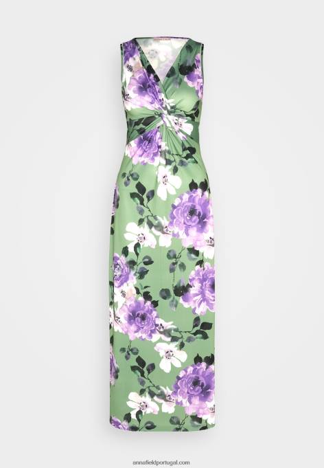 mulheres vestido de jersey verde/roxo/branco F4BZ0D78 Anna Field