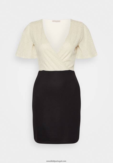 mulheres vestido de mudança ouro/preto F4BZ0D206 Anna Field