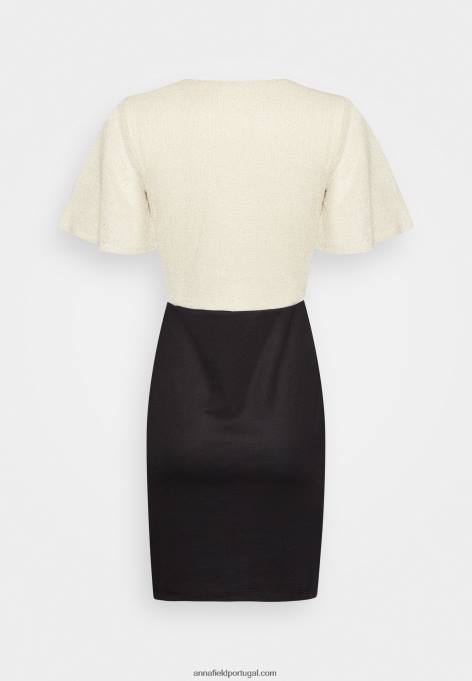 mulheres vestido de mudança ouro/preto F4BZ0D206 Anna Field