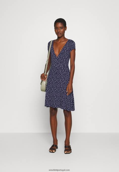 mulheres vestido jersey azul marinho/branco F4BZ0D129 Anna Field