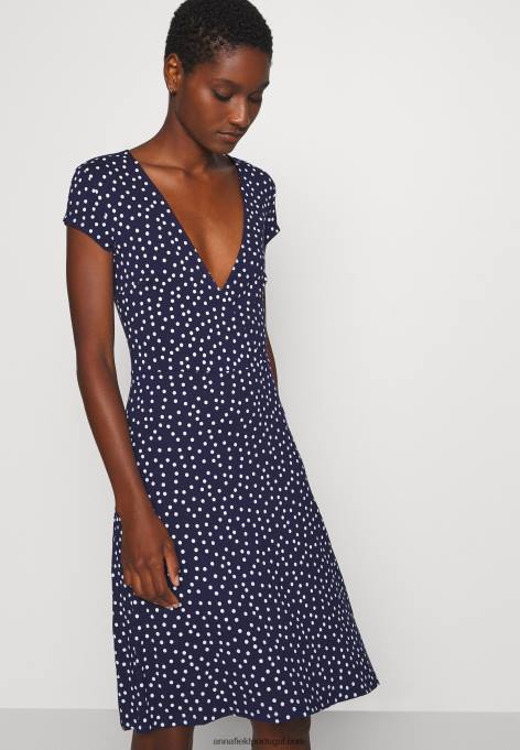 mulheres vestido jersey azul marinho/branco F4BZ0D129 Anna Field