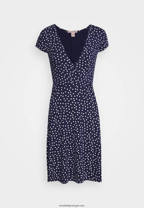 mulheres vestido jersey azul marinho/branco F4BZ0D129 Anna Field