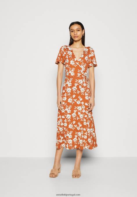 mulheres vestido jersey marrom/branco F4BZ0D185 Anna Field
