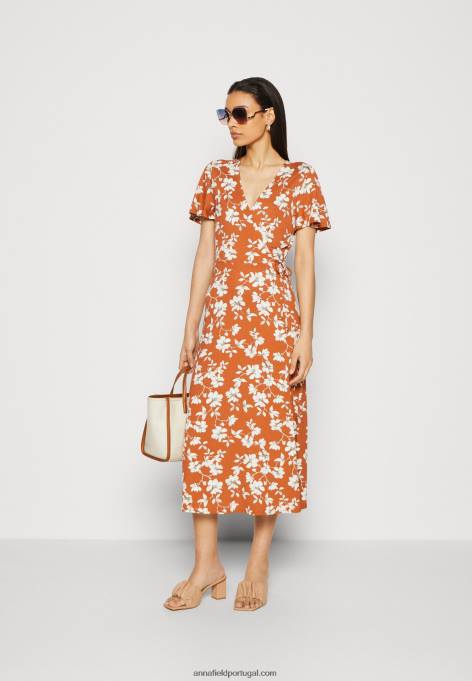 mulheres vestido jersey marrom/branco F4BZ0D185 Anna Field