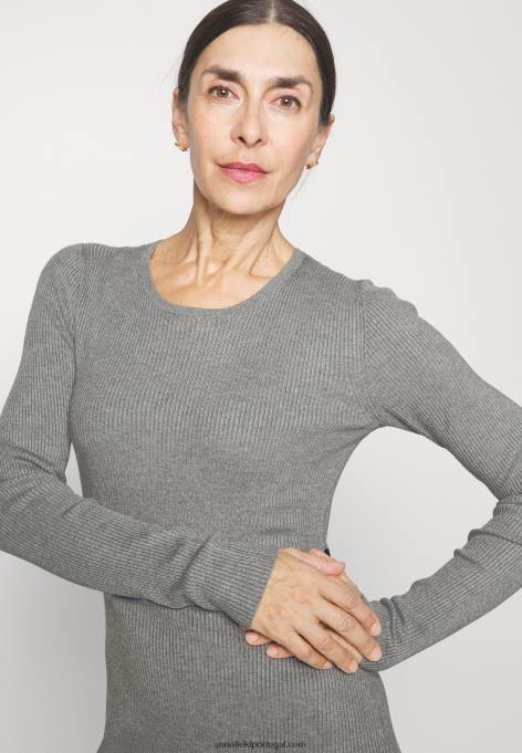 mulheres vestido jumper malhado cinza claro/preto F4BZ0D215 Anna Field