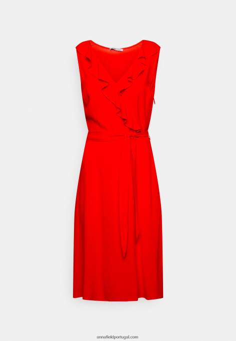 mulheres volant vestido midi vestido de dia vermelho F4BZ0D4 Anna Field