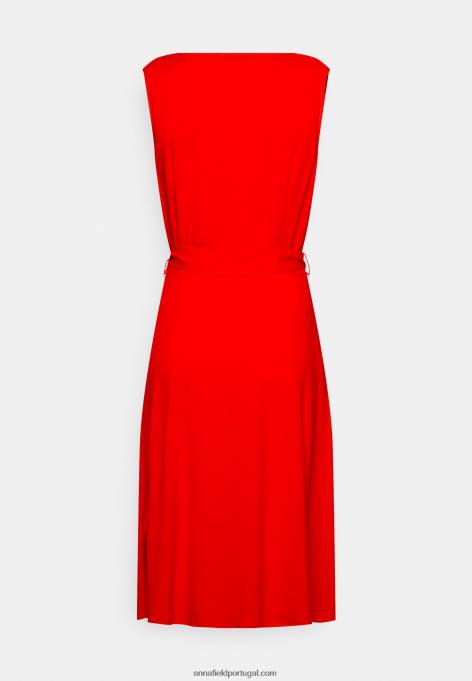 mulheres volant vestido midi vestido de dia vermelho F4BZ0D4 Anna Field