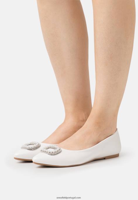 mulheres bombas de balé brancas F4BZ0D2098 Anna Field